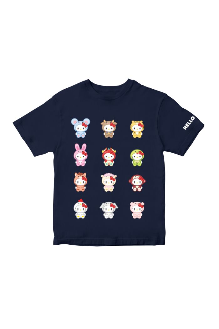 SANRIO MIX 12 ZODIAC T-SHIRT - KIDS NAVY S