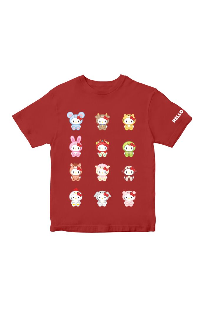 SANRIO MIX 12 ZODIAC T-SHIRT - KIDS RED S