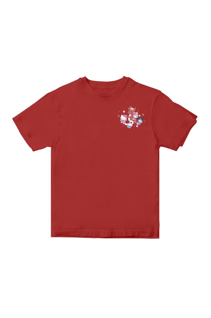 SANRIO MIX DRAGON DANCE T-SHIRT - KIDS RED S