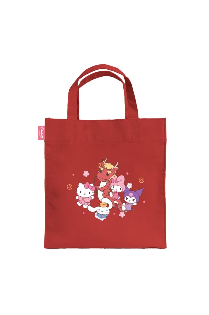 SANRIO MIX DRAGON DANCE LUNCH BAG RED 23.5cm x 23.5cm