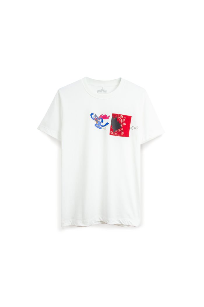 SESAME SUPER GROVER POCKET T-SHIRT WHITE XS