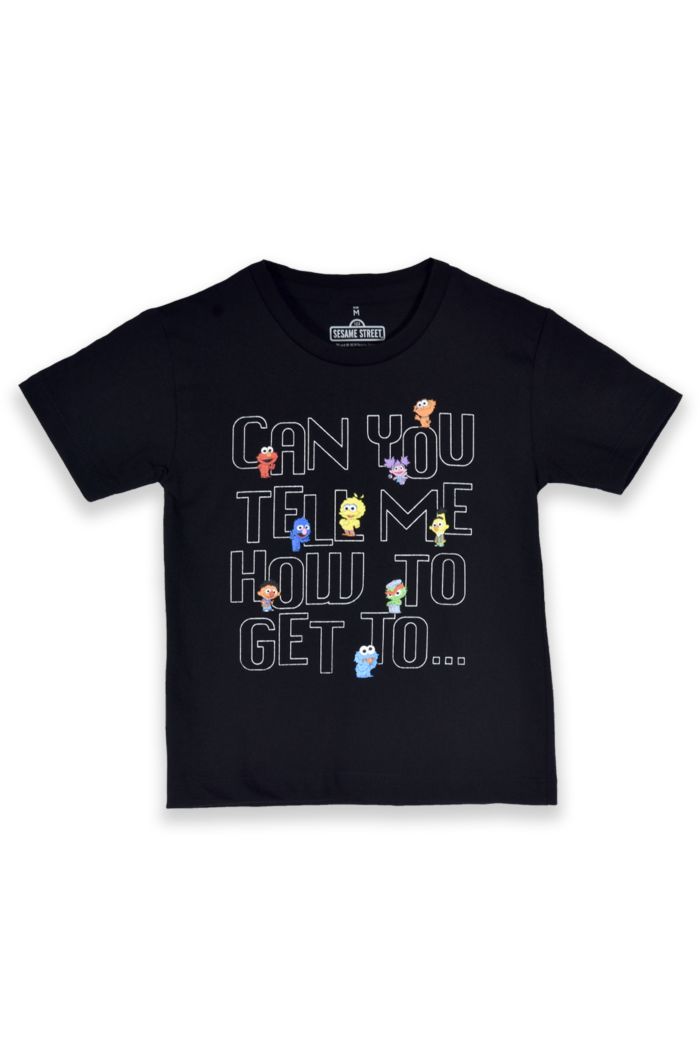 SESAME CAN YOU TELL ME T-SHIRT - KIDS BLACK L