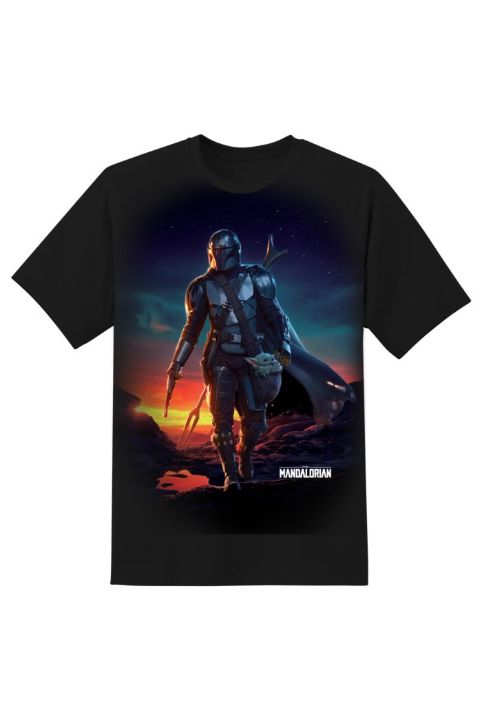 MANDALORIAN NIGHT SKY GLOW T-SHIRT BLACK S
