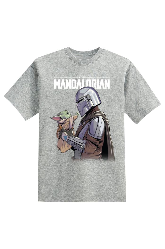 MANDALORIAN & GROGU GLOW T-SHIRT GREY S