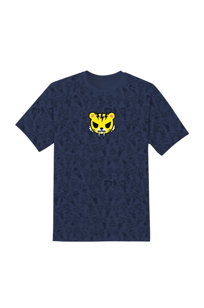 TOKIDOKI TIGER NATION ALLOVER T-SHIRT NAVY XS