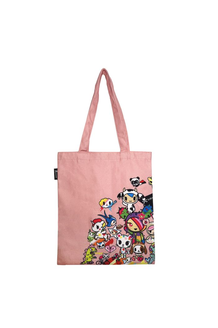 TOKIDOKI TKDK CHARACTERS CANVAS TOTE BAG PINK 39cm x 35.5cm