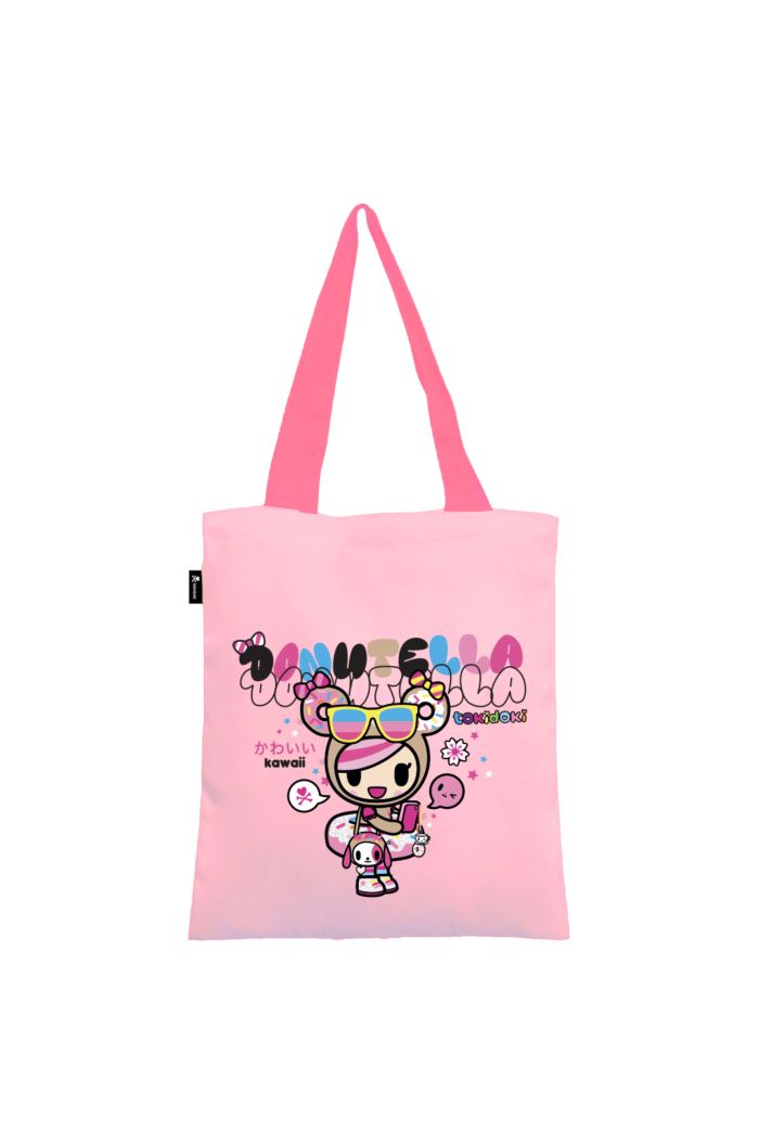 TOKIDOKI DONUTELLA CANVAS TOTE BAG PINK 39cm x 35.5cm