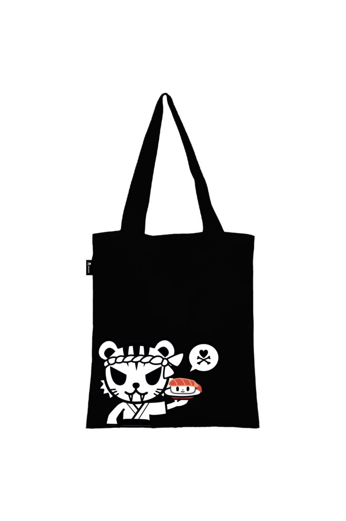 TOKIDOKI SUSHI COMIC CANVAS TOTE BAG BLACK 39cm x 35.5cm