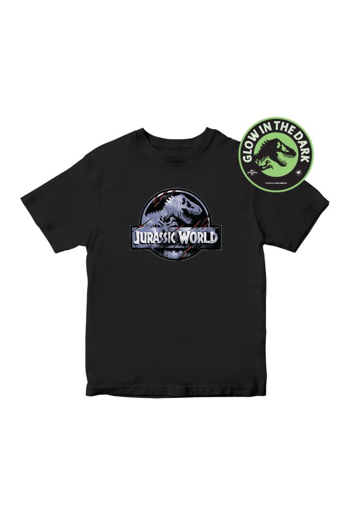 JURASSIC WORLD JW BATTLE LOGO GLOW T-SHIRT - KIDS BLACK S