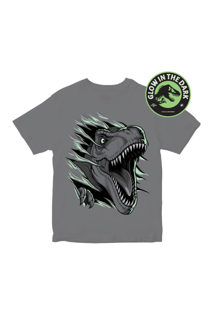JURASSIC WORLD RIPPED SHIRT T-REX GLOW T-SHIRT - KIDS